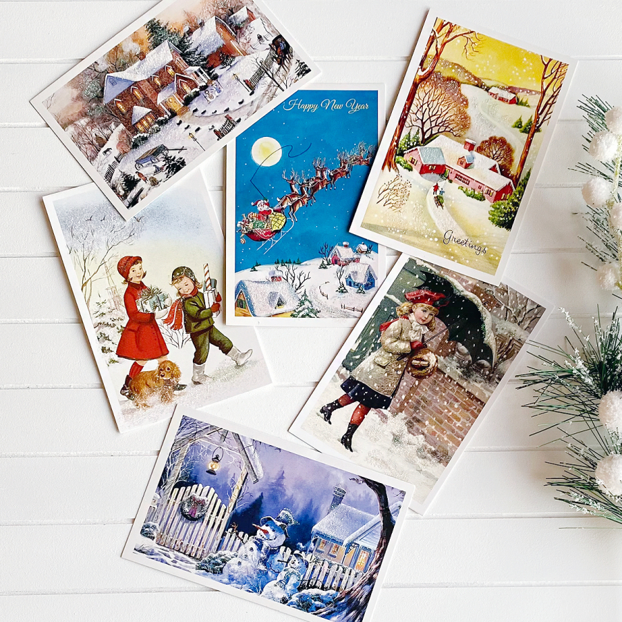 24lü Simli Karışık Yılbaşı Kartpostal Seti - 5