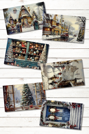 24lü Simli Karışık Yılbaşı Kartpostal Seti - 4