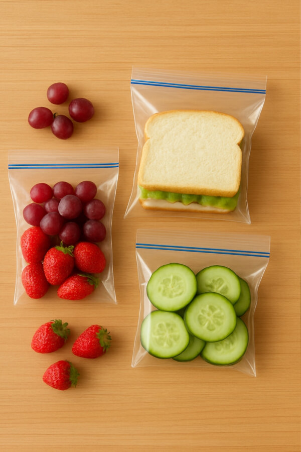 25 adet kilitli piknik gıda poşeti, 19x25 cm (Sandviç poşeti, Meyve ve Sebze Saklama Poşeti) - 2