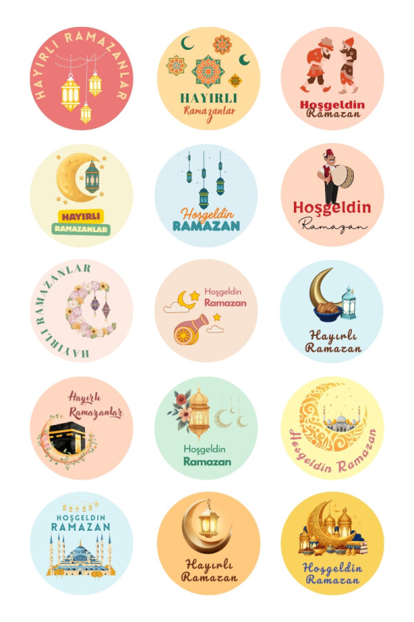 25 adet Ramazan ve Bayramlık Hediye Paketi (35x50cm Janjanlı Yapışkanlı) 30 çeşit Sticker (4x4cm) - 2