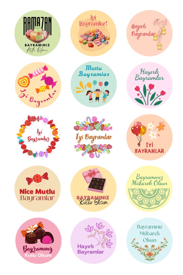 25 adet Ramazan ve Bayramlık Hediye Paketi (35x50cm Janjanlı Yapışkanlı) 30 çeşit Sticker (4x4cm) - 3