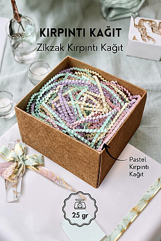25gr Zikzak Kırpıntı Kağıt, Karışık Makaron (Hediye Kutu İçi Dolgu Süsleme, Kırpık Kağıt) - Bimotif