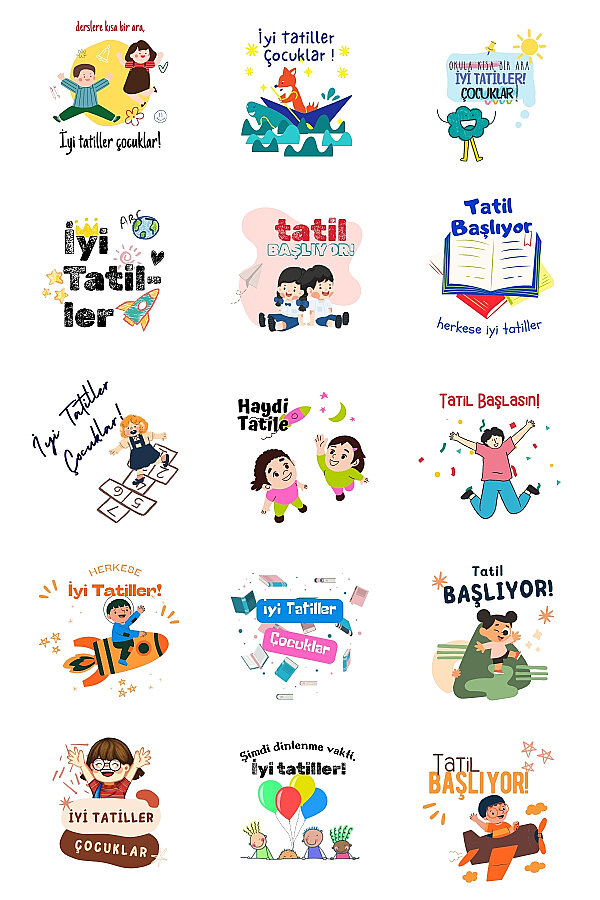 25li İyi Tatiller, Yaz Tatili Hediye Poşet Seti (25 Poşet 15x25cm, 25m Paket İpi, 30 Sticker) - 2