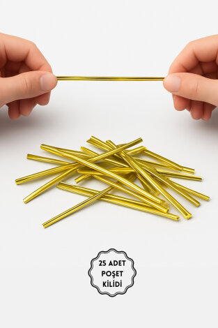 25li Sticker ve Hediye Poşeti Seti (25 Şeffaf Poşet 15x25 cm, 25 adet Gold Klips, 35 adet Sticker) - 4