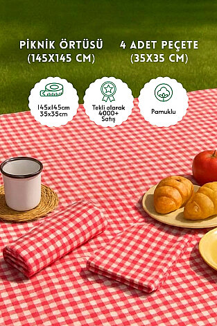 26 Parça Piknik Seti (Termos Çanta, Piknik Örtüsü, 4 adet Peçete, 20 Parça 4 Kişilik Mutfak Seti) - 3