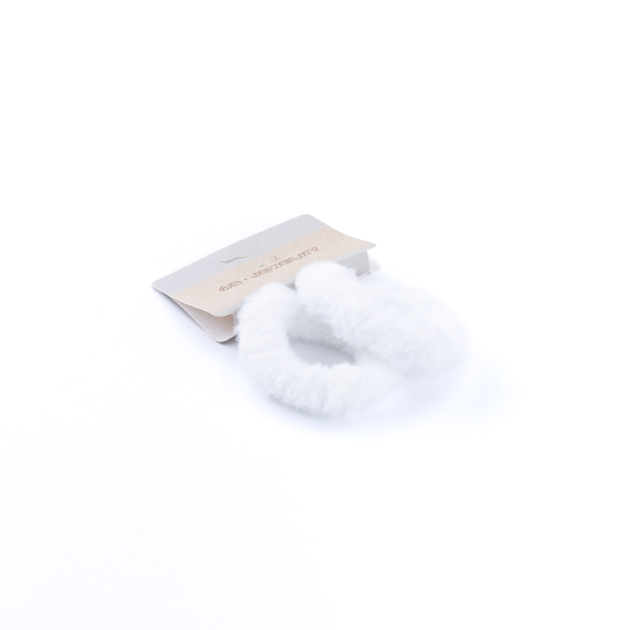 2li peluş saç lastiği, Beyaz - 2