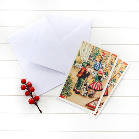 4lü yılbaşı kartpostal-zarf seti, hediye dükkanı - 2