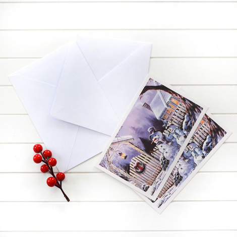 2li yılbaşı kartpostal-zarf seti, kardan adamlar - 2