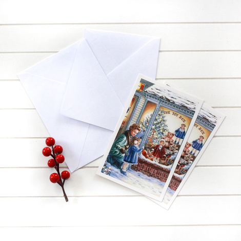 4lü yılbaşı kartpostal-zarf seti, oyuncakçı dükkanı - 2