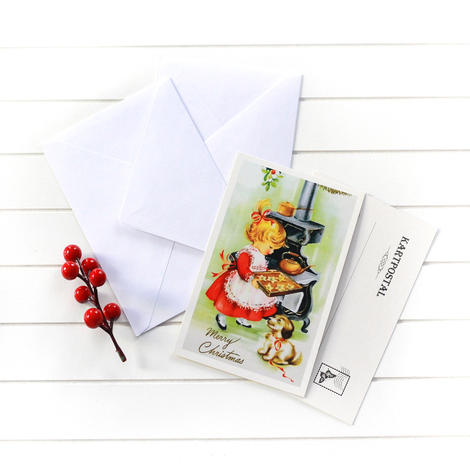 2li yılbaşı kartpostal-zarf seti, yılbaşı kurabiyeleri - Bimotif