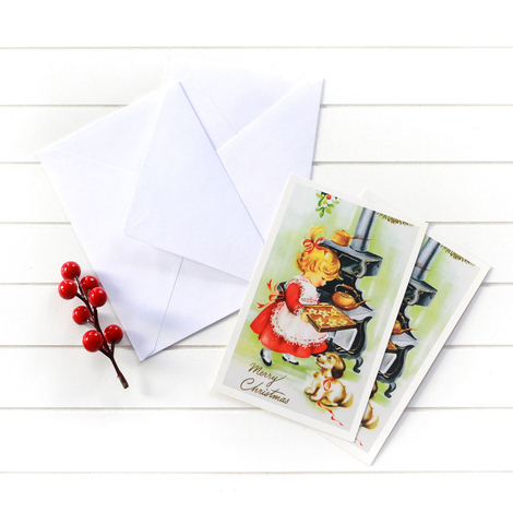 2li yılbaşı kartpostal-zarf seti, yılbaşı kurabiyeleri - Bimotif (1)