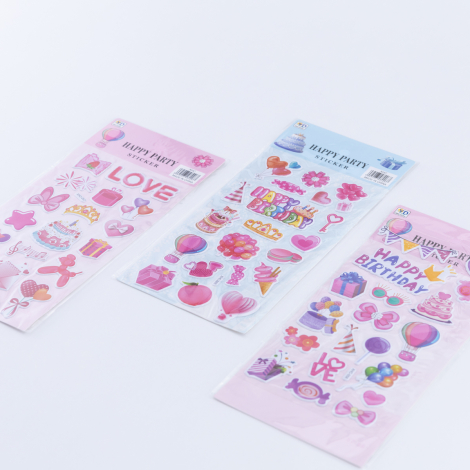 3 adet happy birthday sticker seti - Bimotif