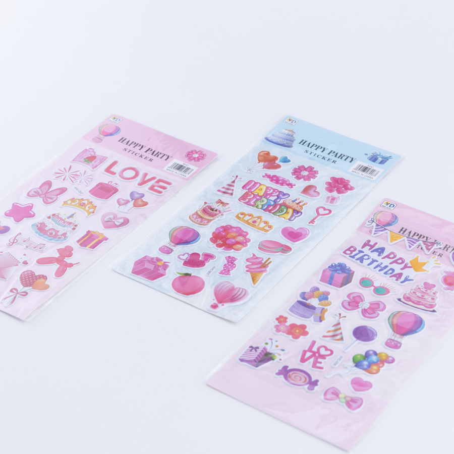 3 adet happy birthday sticker seti - 1