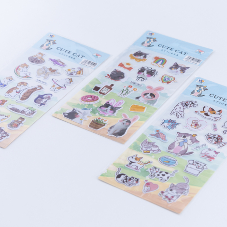 3 adet sevimli kediler sticker seti - Bimotif