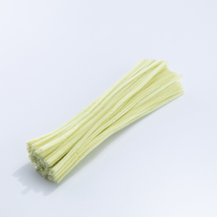 3 adet simli şönil, tüylü tel, 30 cm, eğitici şönil, açık sarı - 1