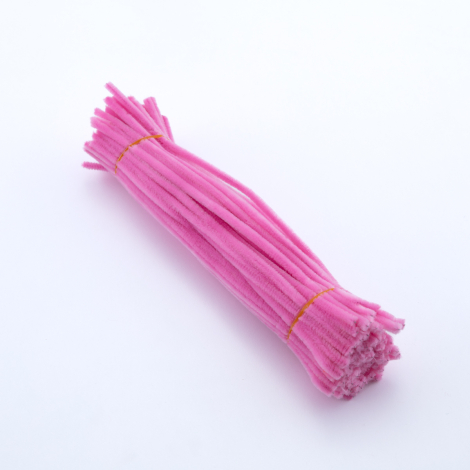 3 adet şönil, tüylü tel, 30 cm, eğitici şönil, pembe - Bimotif