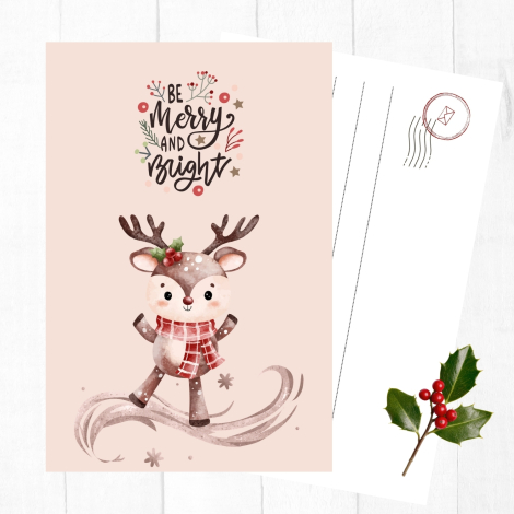 3 adet yılbaşı kartpostal, minik geyik - Bimotif