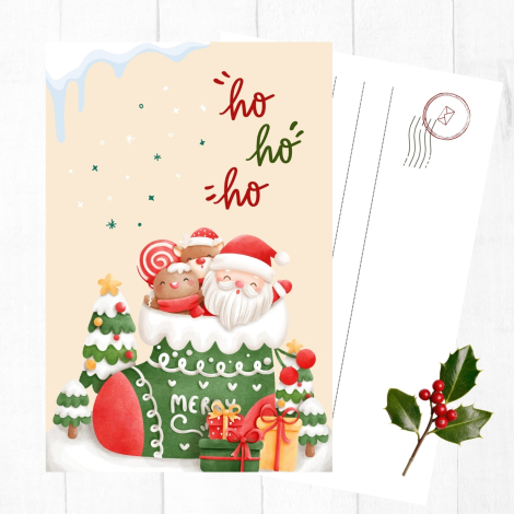 3 adet yılbaşı kartpostal, noel baba - Bimotif