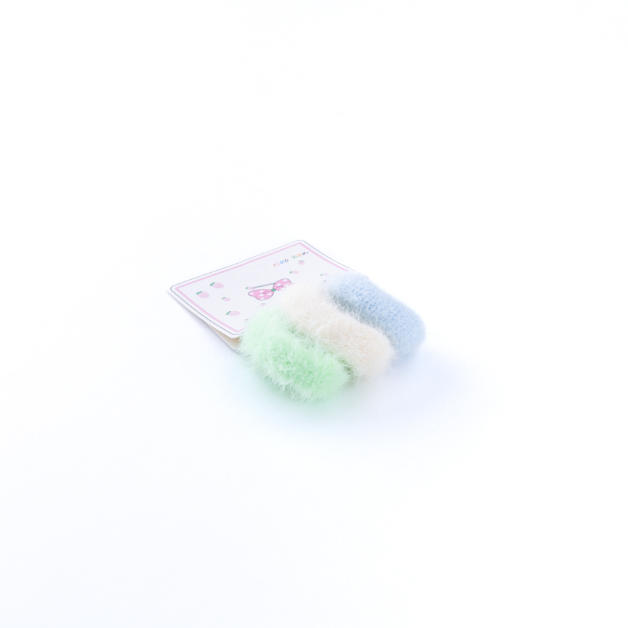 3 renkli tüylü saç tokası (Mavi, Yeşil, Beyaz) - 2