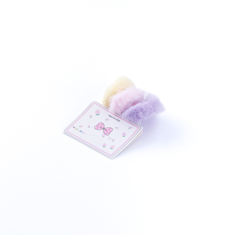 3 renkli tüylü saç tokası (Pembe, Sarı, Lila) - Bimotif