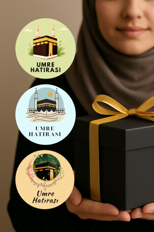300 adet Hac Umre Hediyelik için Kabe Paketleme Sticker, 4x4cm, Kargo Ambalaj Etiketi (20 sayfa) - Bimotif (1)