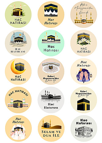 300 adet Hac ve Kabe Hediyelerine Özel Paketleme Etiketi (4cm) Hediye Ambalaj Etiketi - 2