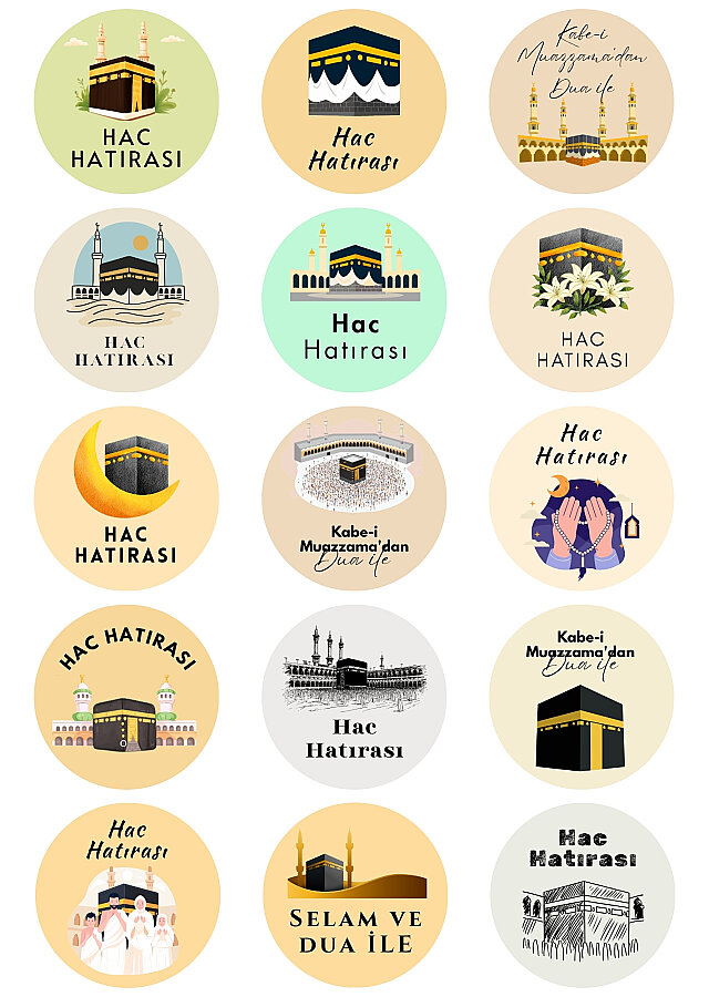 300 adet Hac ve Kabe Hediyelerine Özel Paketleme Etiketi (4cm) Hediye Ambalaj Etiketi - 2