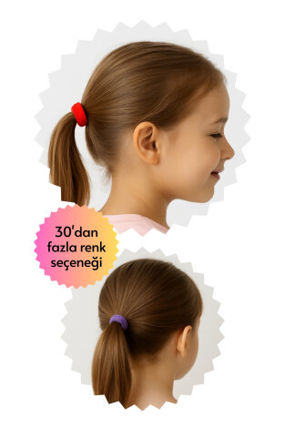 32 adet lastikli saç tokası, karışık renkli (2 adet Saklama Kutusu Hediyeli) - Bimotif (1)