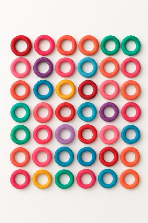 32 adet lastikli saç tokası, karışık renkli (2 adet Saklama Kutusu Hediyeli) - 3