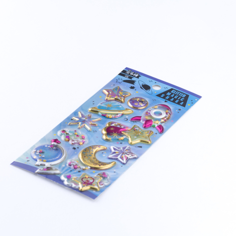 3D kabartmalı boncuk dolgulu sihirli sticker, galaksi - Bimotif