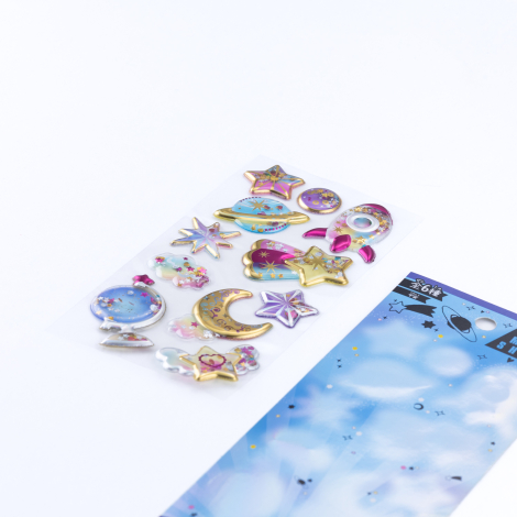 3D kabartmalı boncuk dolgulu sihirli sticker, galaksi - Bimotif (1)