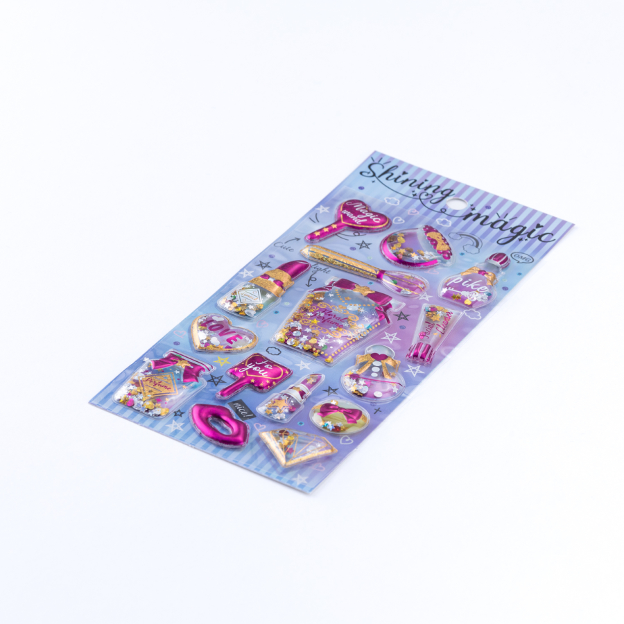 3D kabartmalı boncuk dolgulu sihirli sticker, love - 1