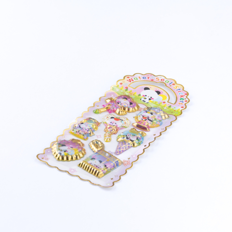 3D kabartmalı su dolgulu sticker, sevimli panda - Bimotif