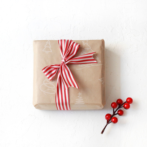 3lü Ambalaj, Paket Kağıdı, 70x100 cm Çam Desenli, Kraft-Beyaz - Bimotif (1)