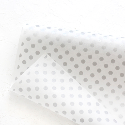 3lü Ambalaj, Paket Kağıdı, 70x100 cm Metalik Puantiye Desenli, Gümüş-Beyaz - 1