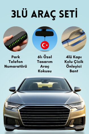 3lü Araç Seti (Numaratör, 6 adet Özel Tasarım Araç Kokusu, 4 adet Kapı Kolu Çizik Önleyici Bant) - Bimotif