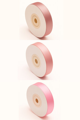 3lü Organze kurdele seti, 20 metre, 10mm (Açık Pembe, Pembe, Pudra) - Bimotif