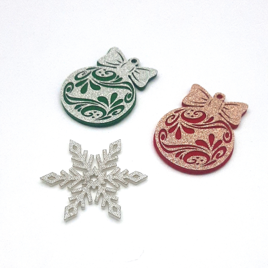 3lü simli keçe, yılbaşı ağaç süsü (3 adet) - 1