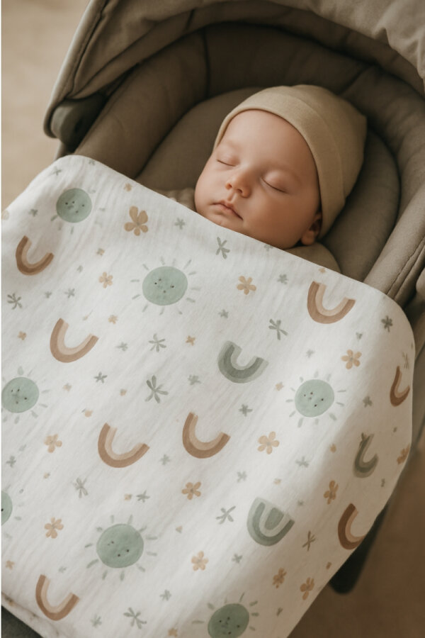 3lü Unisex Bebek Battaniye Seti, 80x80 cm, Organik Müslin Çok Amaçlı Bebek Örtüleri, Battaniyeleri - 7