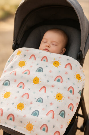 3lü Unisex Bebek Battaniye Seti, 80x80 cm, Organik Müslin Çok Amaçlı Bebek Örtüleri, Battaniyeleri - 8