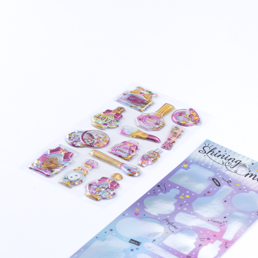 4 adet 3D kabartmalı boncuk dolgulu sihirli sticker seti - 3