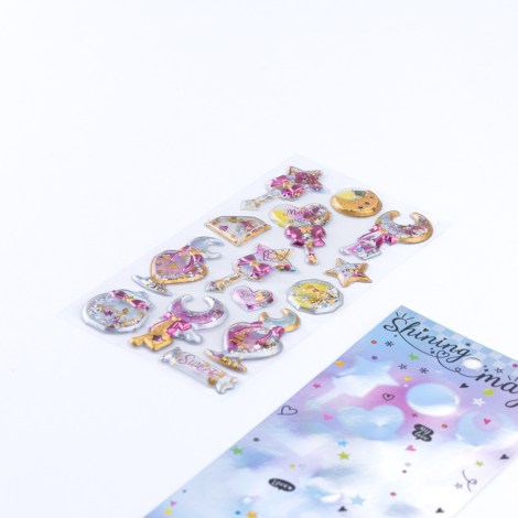 4 adet 3D kabartmalı boncuk dolgulu sihirli sticker seti - 4