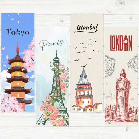 4 adet kitap ayracı seti, Cities - Bimotif