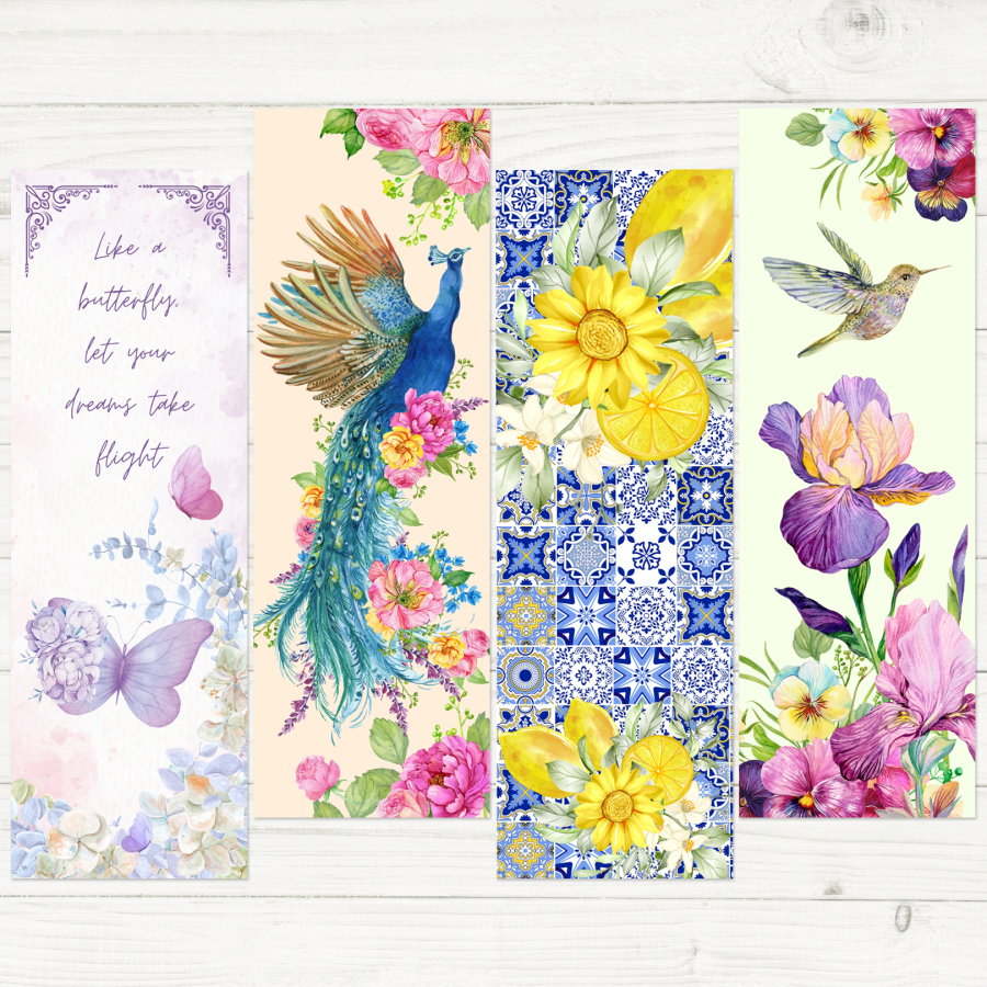 4 adet kitap ayracı seti, Flowers - 1
