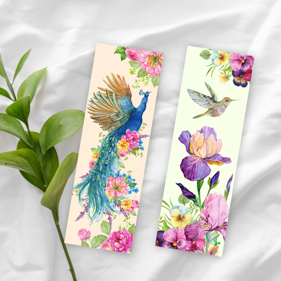 4 adet kitap ayracı seti, Flowers - 3