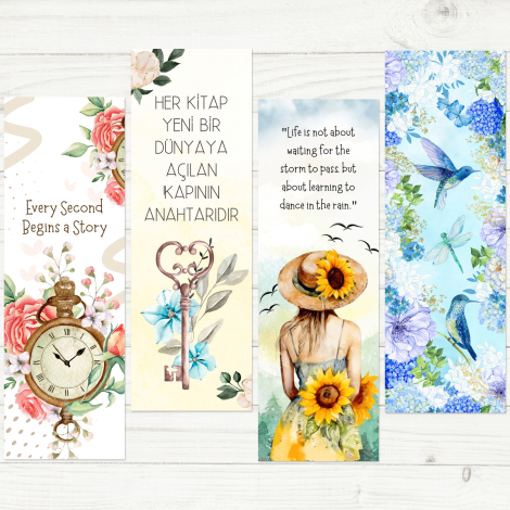 4 adet kitap ayracı seti, Vintage - Bimotif