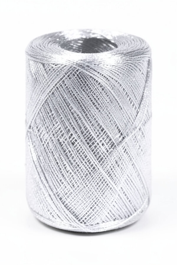 40 metre dekoratif simli gümüş monofil ip, paket ipi, bileklik ipi, metalik ip - 3