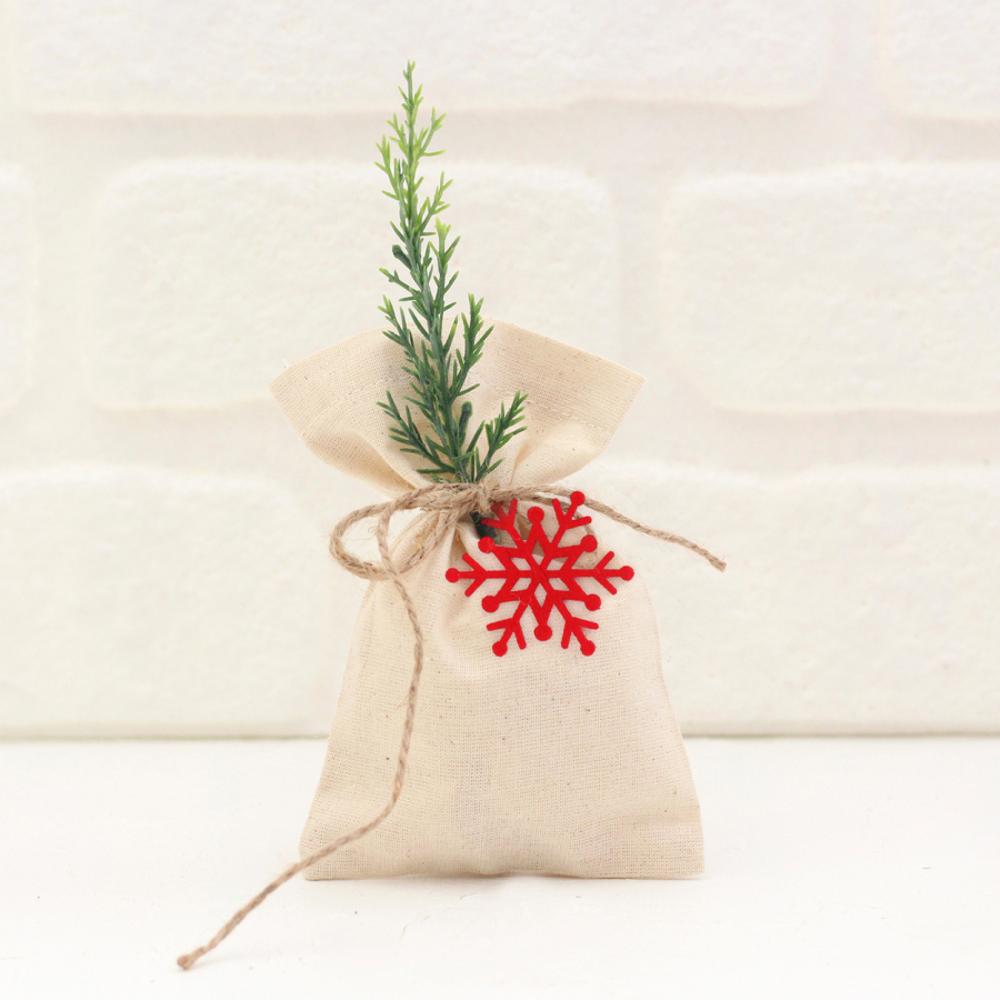 40 parça Yılbaşı Hediye Seti (10'ar adet Kumaş Kese, Ahşap Süs, Keçe, Telli Berry ve 10m Jüt İp) - 3