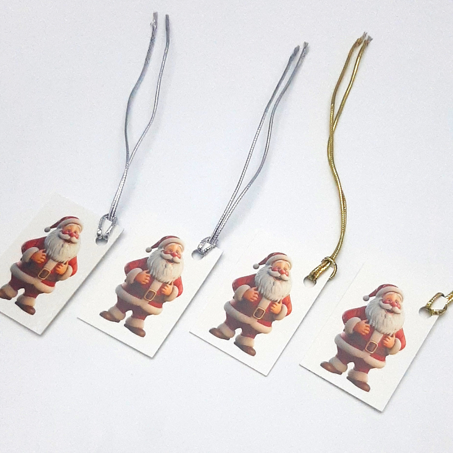 4lü yılbaşı ağacı sallantı kartı 4x6 cm, (İpler dahildir) - 2