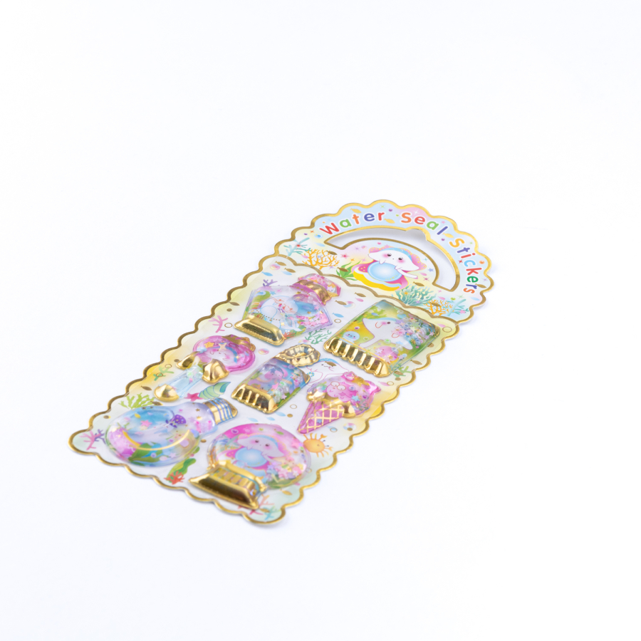 5 adet 3D kabartmalı su dolgulu sticker seti - 5